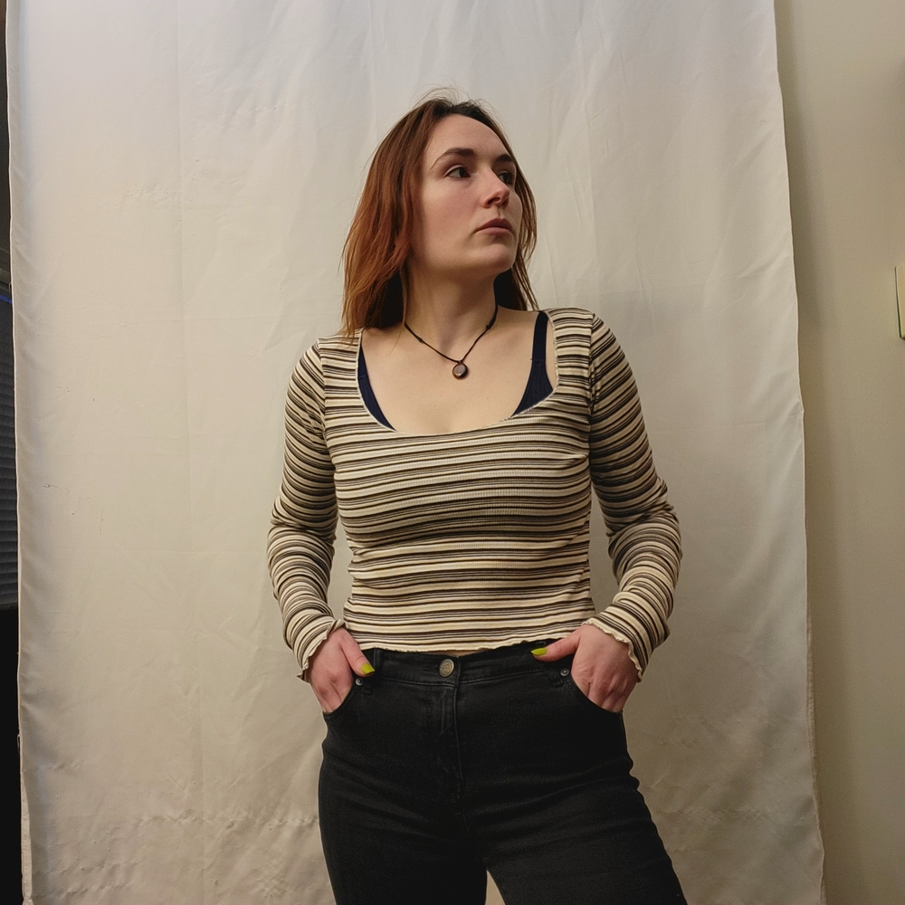 Striped Long Sleeve Women's Top - Picture 4 of 4